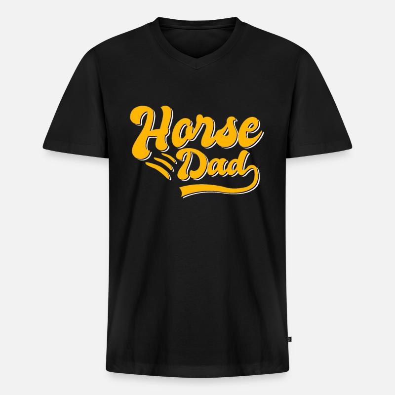 Pferde Papa Geschenk - Männer Premium Bio T-Shirt mit V-Ausschnitt - Schwarz