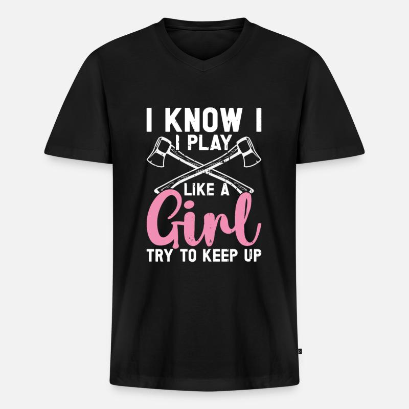 Axtwurf Axe Wurfspiel - Männer Premium Bio T-Shirt mit V-Ausschnitt - Schwarz
