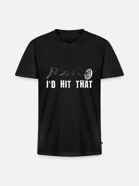 Axtwurf Axe Wurfspiel - Männer Premium Bio T-Shirt mit V-Ausschnitt - Schwarz