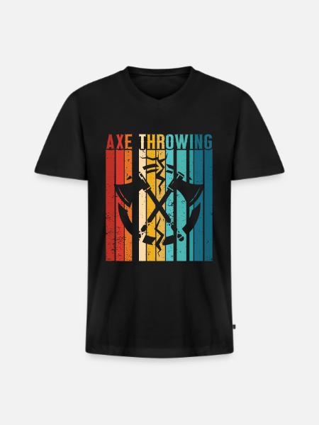 Axtwurf Axe Wurfspiel - Männer Premium Bio T-Shirt mit V-Ausschnitt - Schwarz