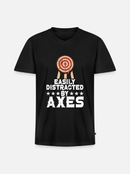 Axtwurf Axe Wurfspiel - Männer Premium Bio T-Shirt mit V-Ausschnitt - Schwarz