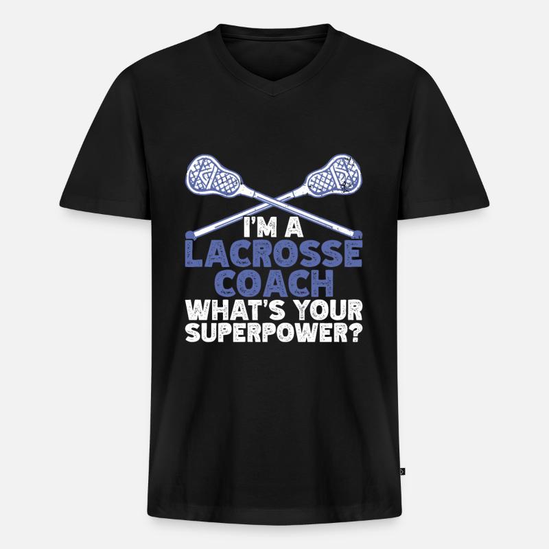 Lacrosse Coach Stick - Männer Premium Bio T-Shirt mit V-Ausschnitt - Schwarz