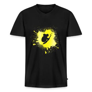 Koala - Männer Premium Bio T-Shirt mit V-Ausschnitt - Schwarz - Vorne - Nico (187cm)