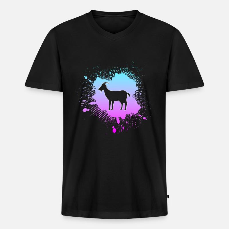 Ziege - Männer Premium Bio T-Shirt mit V-Ausschnitt - Schwarz