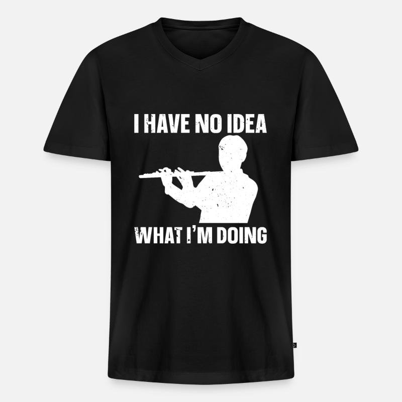 Flöte - Männer Premium Bio T-Shirt mit V-Ausschnitt - Schwarz