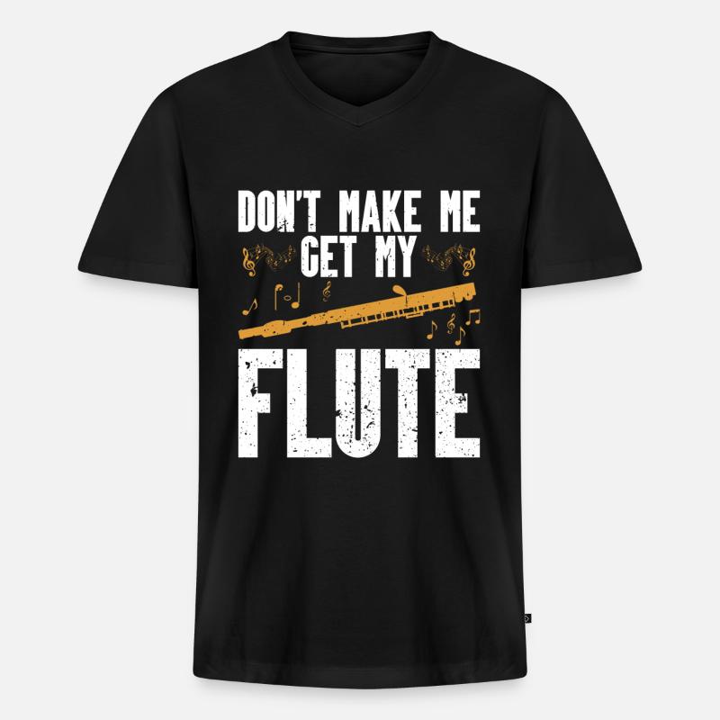 Flöte - Männer Premium Bio T-Shirt mit V-Ausschnitt - Schwarz