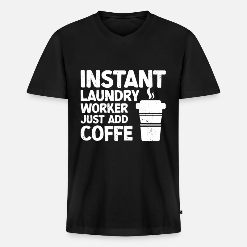 Wascharbeiter - Männer Premium Bio T-Shirt mit V-Ausschnitt - Schwarz