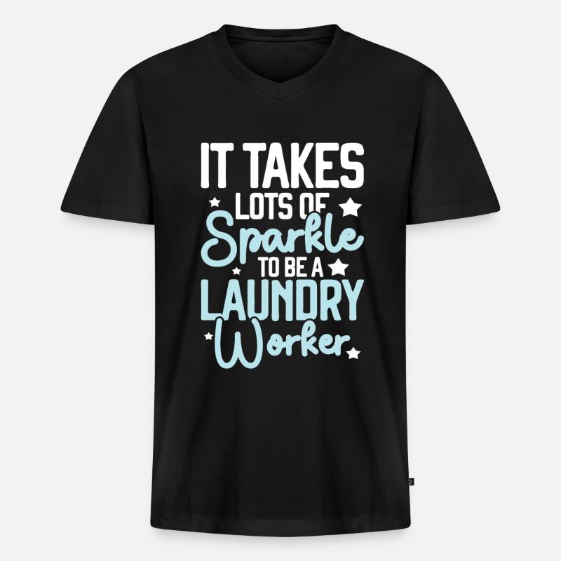Wascharbeiter - Männer Premium Bio T-Shirt mit V-Ausschnitt - Schwarz