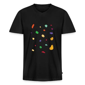 Wall climbing Bouldering rock face - Men's Premium Organic T-shirt with V-neck - black - Front - Nico (187cm)