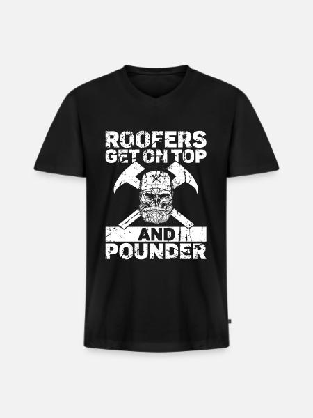 Dachdecker -Dachhäuser Reparaturen - Männer Premium Bio T-Shirt mit V-Ausschnitt - Schwarz