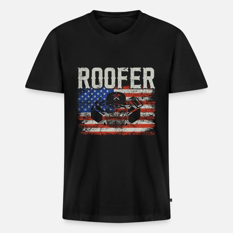 Dachdecker -Dachhäuser Reparaturen - Männer Premium Bio T-Shirt mit V-Ausschnitt - Schwarz