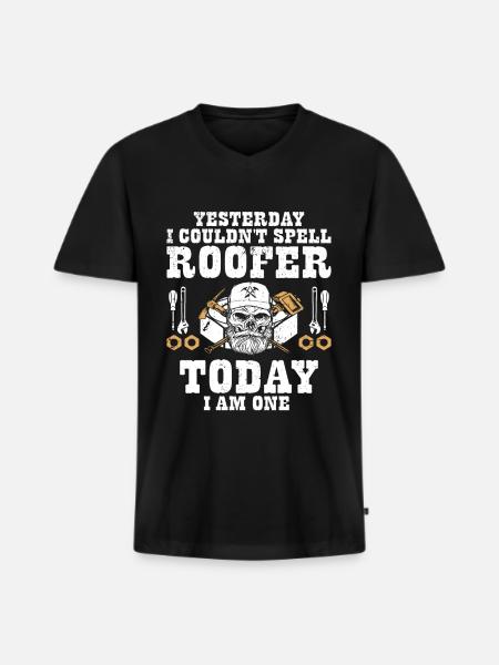 Dachdecker -Dachhäuser Reparaturen - Männer Premium Bio T-Shirt mit V-Ausschnitt - Schwarz