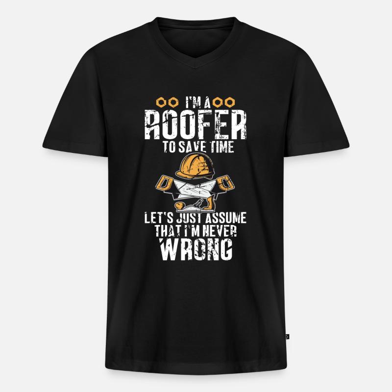 Dachdecker -Dachhäuser Reparaturen - Männer Premium Bio T-Shirt mit V-Ausschnitt - Schwarz