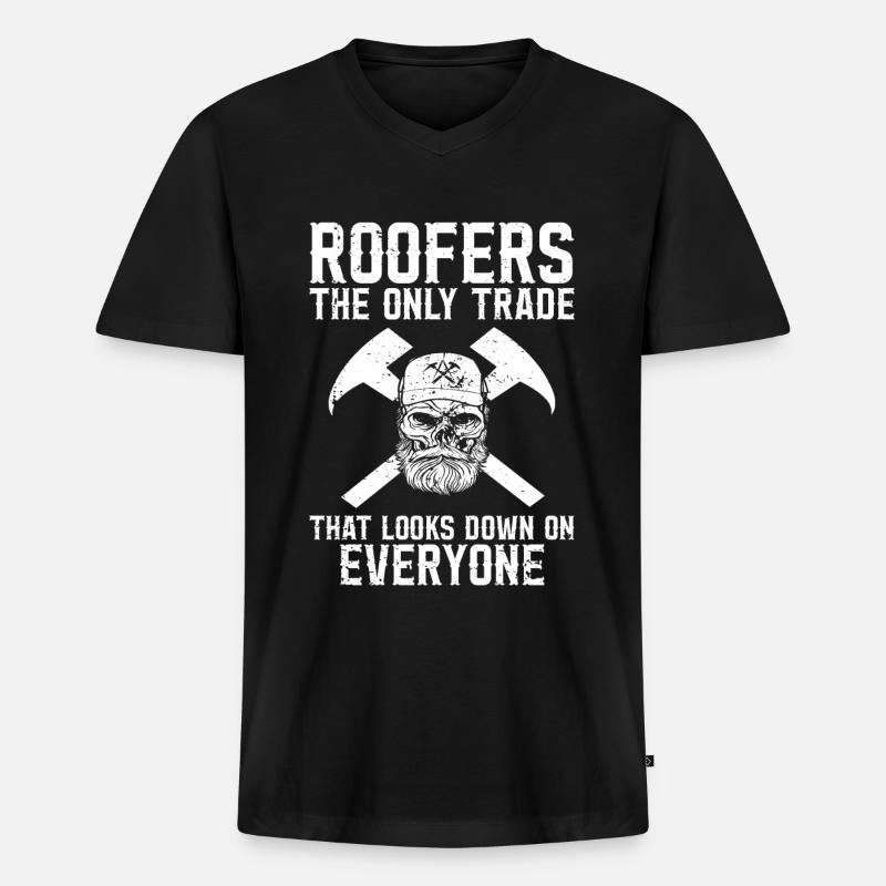 Dachdecker -Dachhäuser Reparaturen - Männer Premium Bio T-Shirt mit V-Ausschnitt - Schwarz