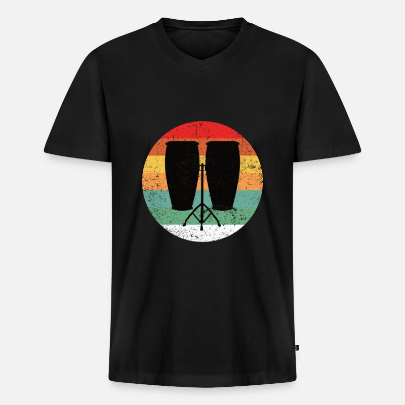 Conga Drum Musician Drumline - Männer Premium Bio T-Shirt mit V-Ausschnitt - Schwarz