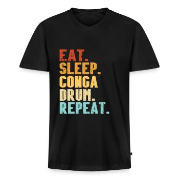 Conga Drum Musician Drumline - Männer Premium Bio T-Shirt mit V-Ausschnitt - Schwarz - Vorne - Nico (187cm)