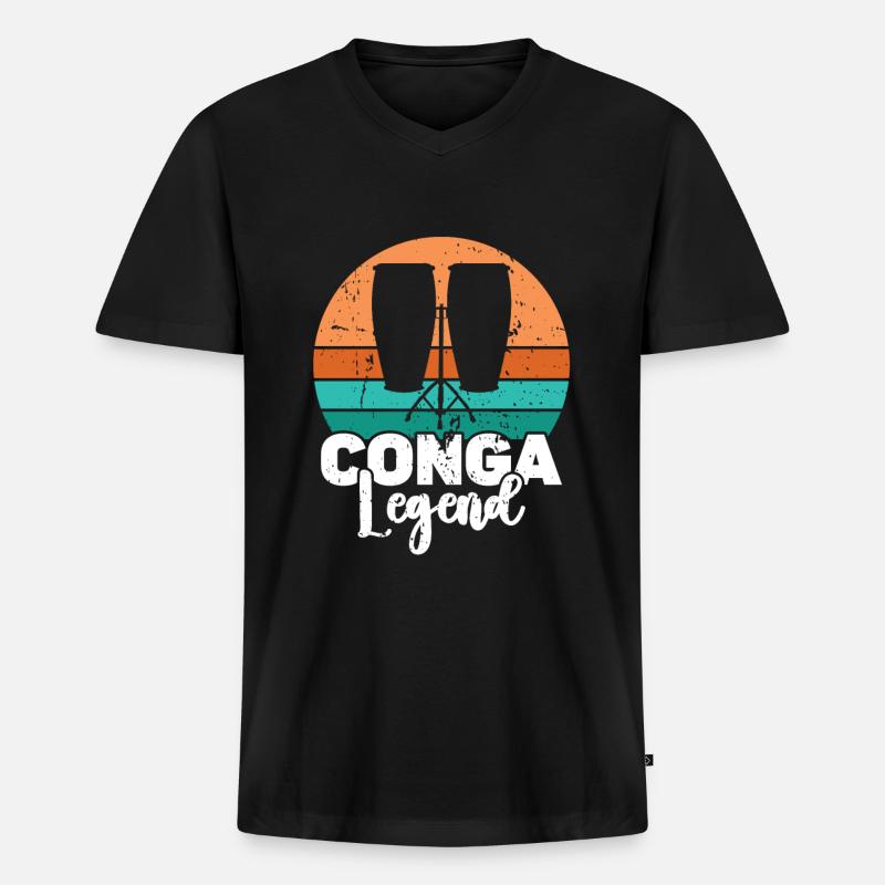 Conga Drum Musician Drumline - Männer Premium Bio T-Shirt mit V-Ausschnitt - Schwarz