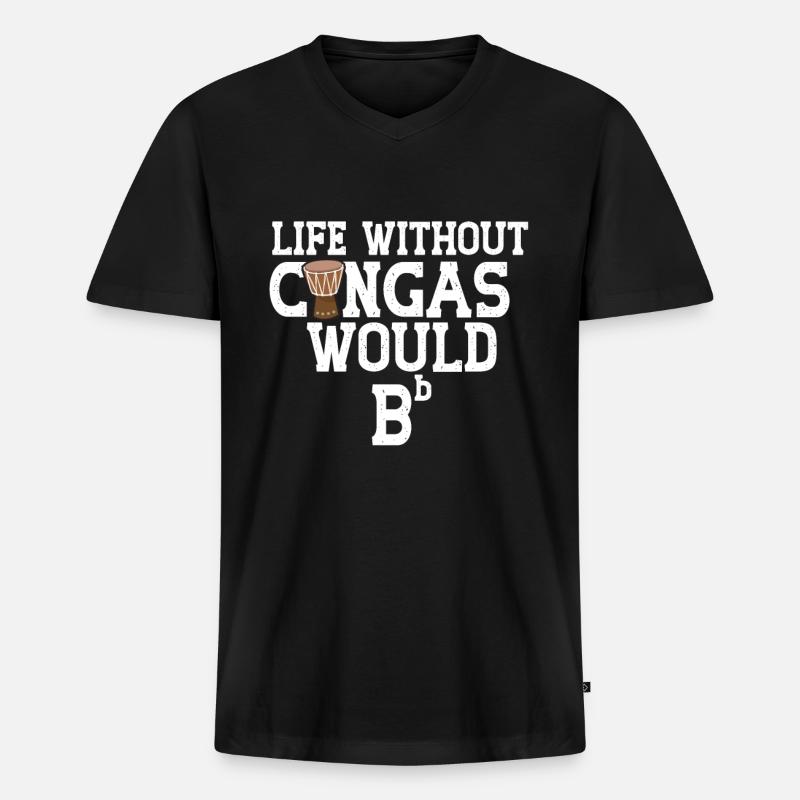 Conga Drum Musician Drumline - Männer Premium Bio T-Shirt mit V-Ausschnitt - Schwarz