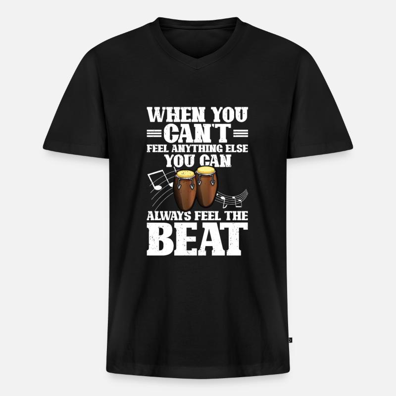 Conga Drum Musician Drumline - Männer Premium Bio T-Shirt mit V-Ausschnitt - Schwarz