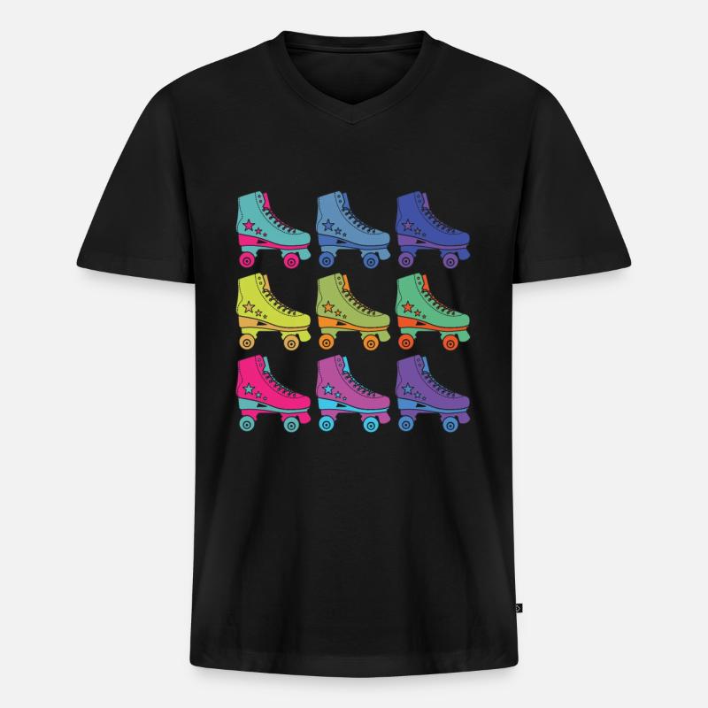 Rollschuhe - Männer Premium Bio T-Shirt mit V-Ausschnitt - Schwarz