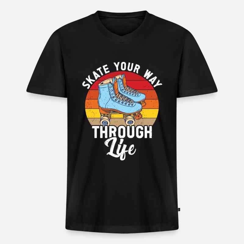 Rollschuhe - Männer Premium Bio T-Shirt mit V-Ausschnitt - Schwarz