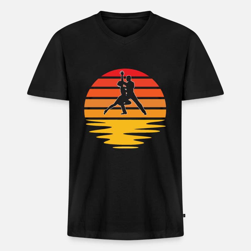Tanzen Retro - Männer Premium Bio T-Shirt mit V-Ausschnitt - Schwarz
