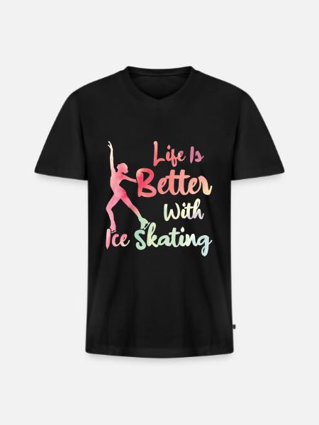 Eislaufen - Männer Premium Bio T-Shirt mit V-Ausschnitt - Schwarz