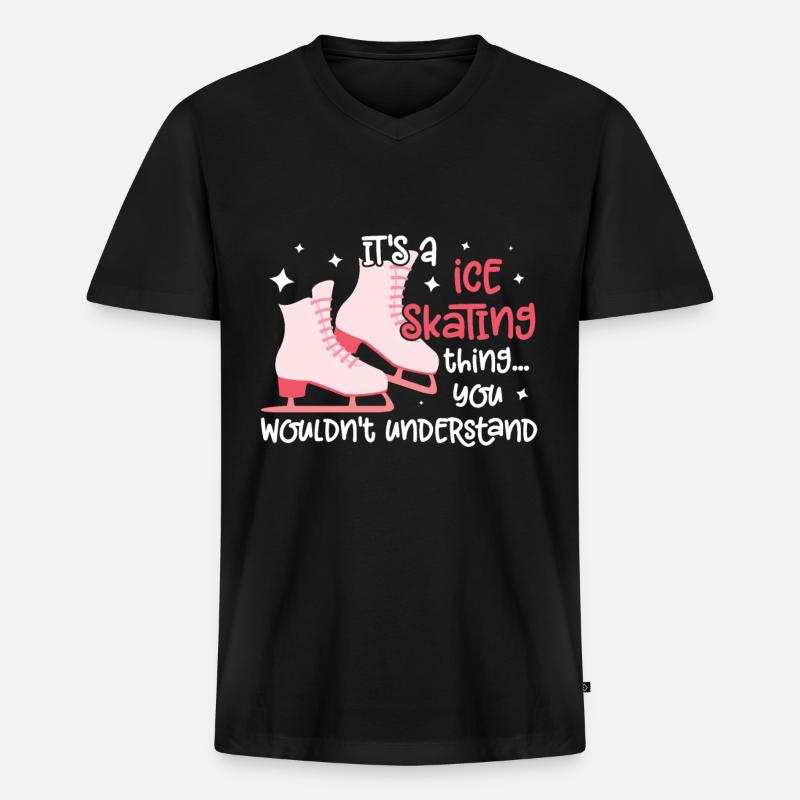 Eislaufen - Männer Premium Bio T-Shirt mit V-Ausschnitt - Schwarz