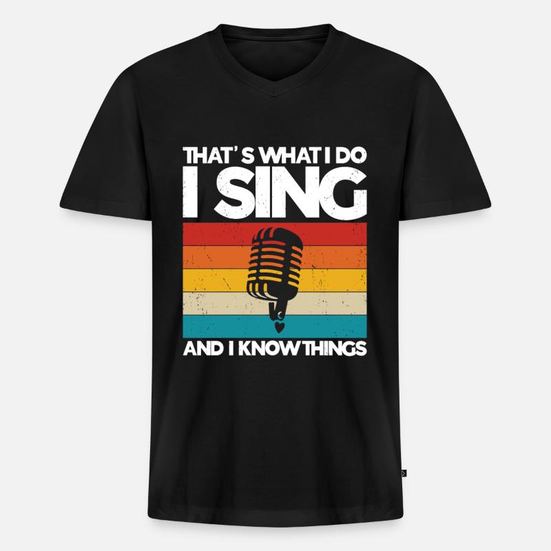 Singen - Männer Premium Bio T-Shirt mit V-Ausschnitt - Schwarz