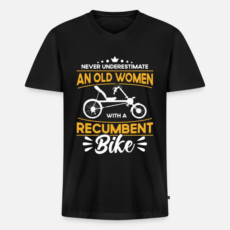 Liegerad Liegeradfahrer Radfahrer - Männer Premium Bio T-Shirt mit V-Ausschnitt - Schwarz