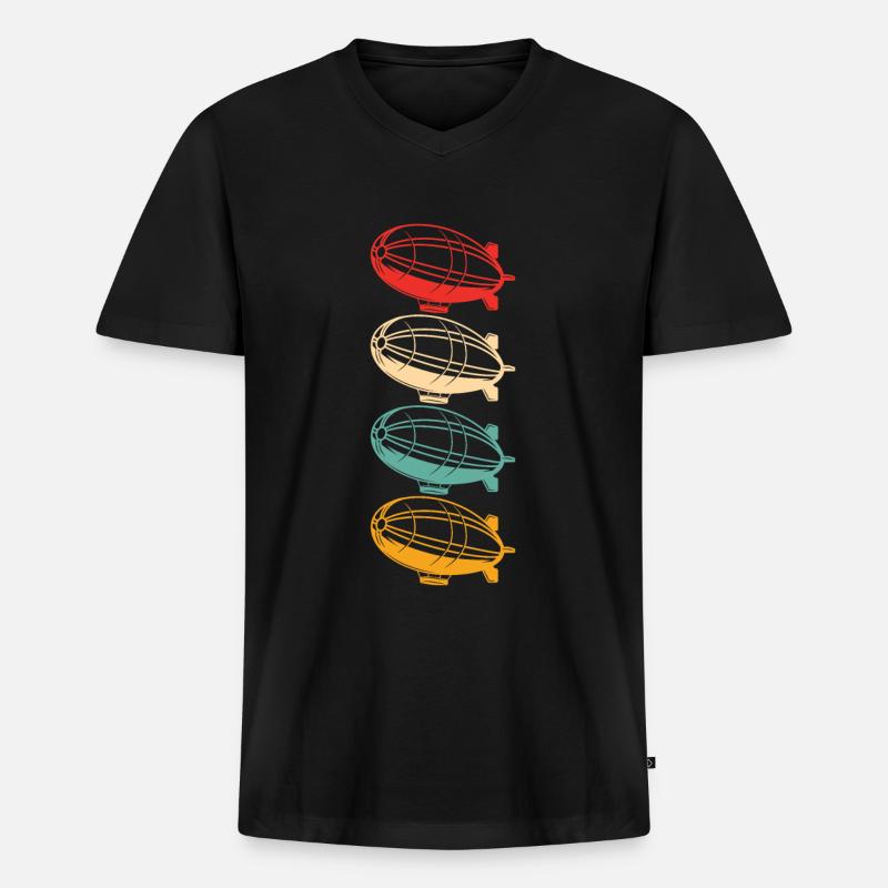 Zeppelin - Männer Premium Bio T-Shirt mit V-Ausschnitt - Schwarz