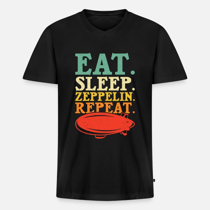 Zeppelin - Männer Premium Bio T-Shirt mit V-Ausschnitt - Schwarz