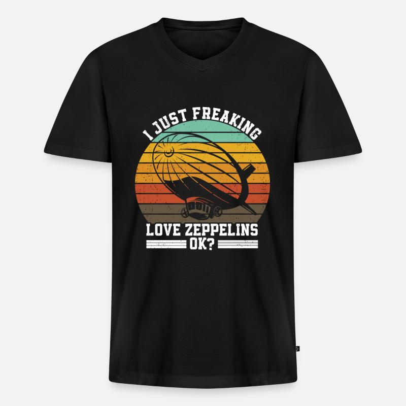 Zeppelin - Männer Premium Bio T-Shirt mit V-Ausschnitt - Schwarz