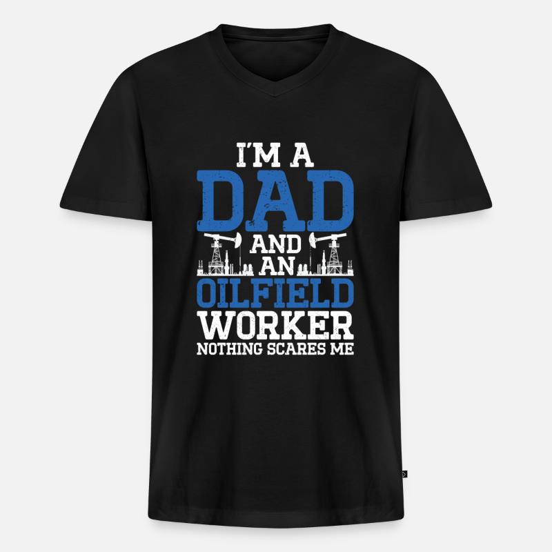 Ölfeld - Männer Premium Bio T-Shirt mit V-Ausschnitt - Schwarz