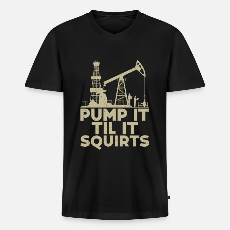 Ölfeld - Männer Premium Bio T-Shirt mit V-Ausschnitt - Schwarz