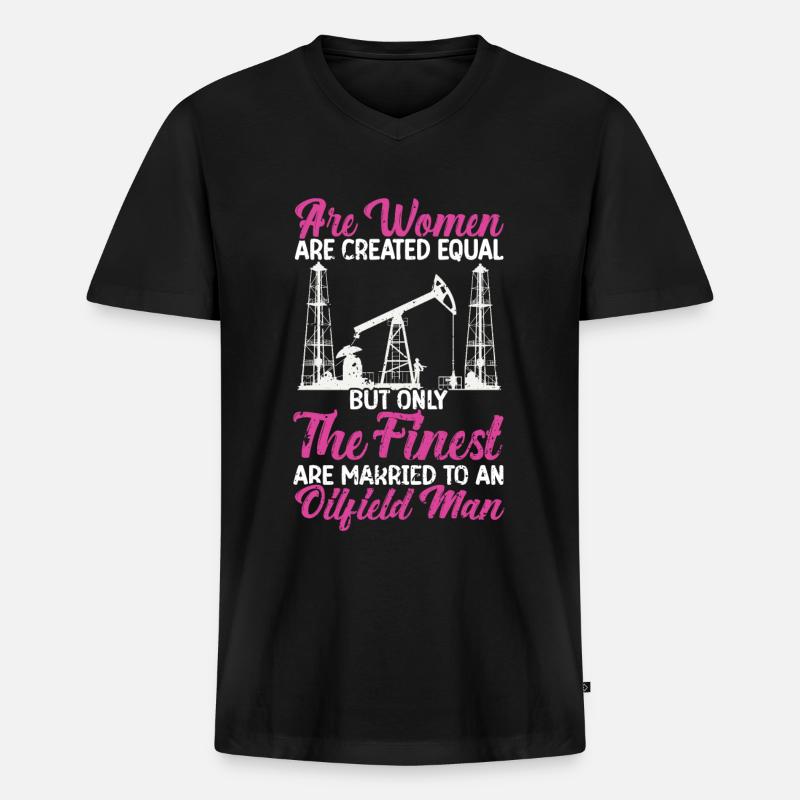 Ölfeld - Männer Premium Bio T-Shirt mit V-Ausschnitt - Schwarz
