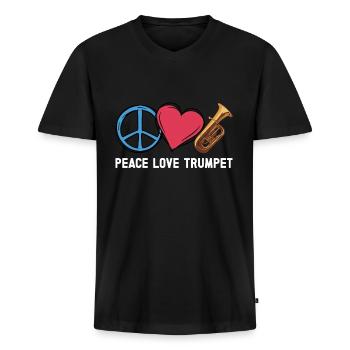 Trompette - T-shirt encolure en V Premium bio Homme - noir - Devant - Nico (187cm)