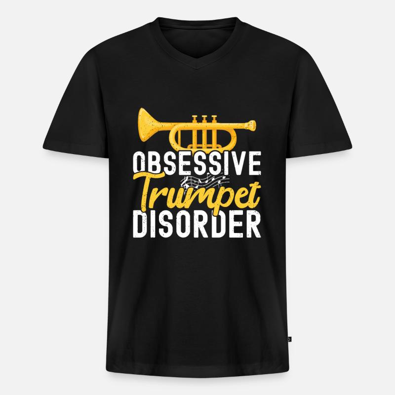 Trompete - Männer Premium Bio T-Shirt mit V-Ausschnitt - Schwarz