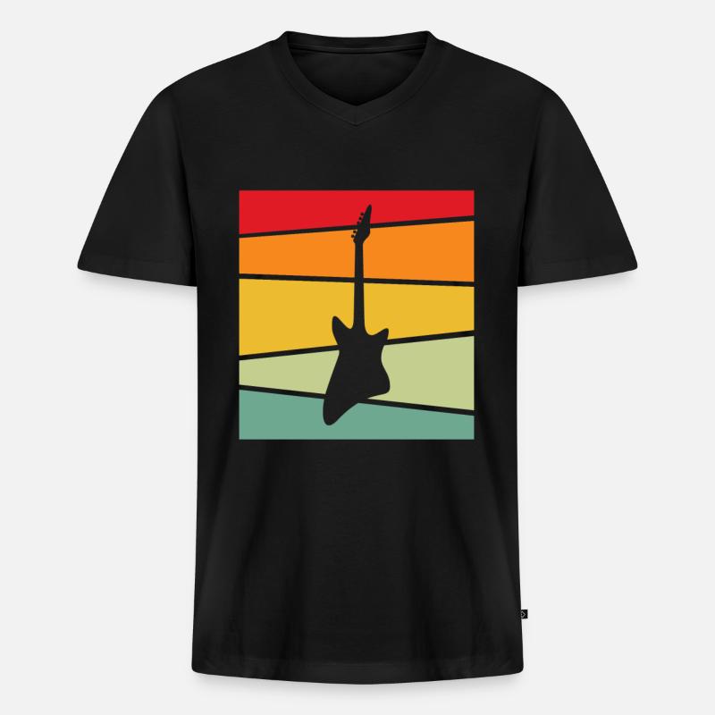 Rock Retro - Männer Premium Bio T-Shirt mit V-Ausschnitt - Schwarz