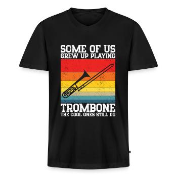 Trombone - Men's Premium Organic T-shirt with V-neck - black - Front - Nico (187cm)