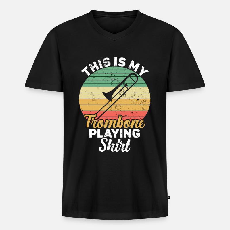 Posaune - Männer Premium Bio T-Shirt mit V-Ausschnitt - Schwarz
