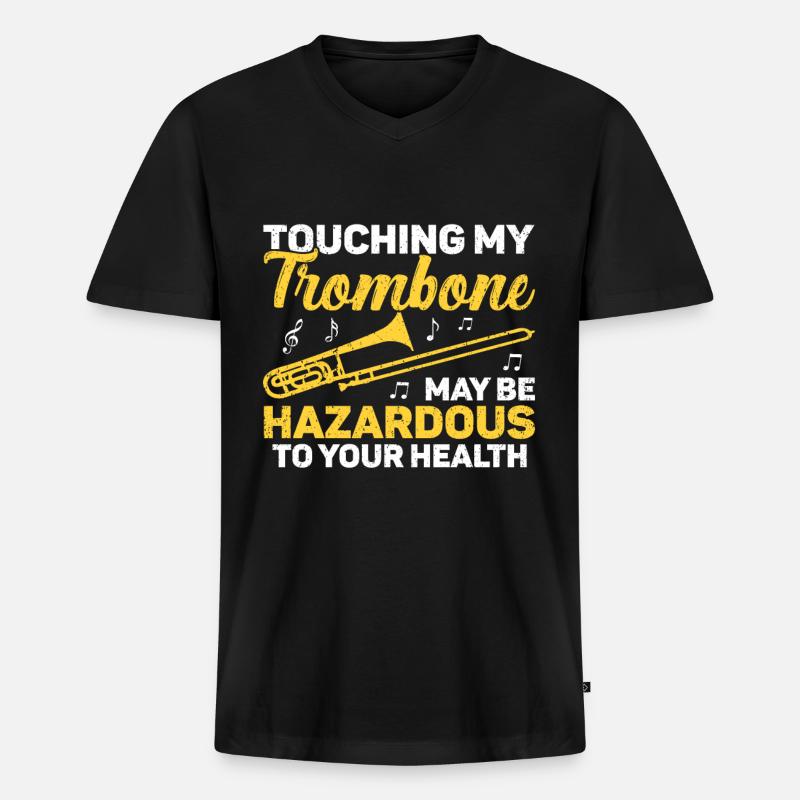 Posaune - Männer Premium Bio T-Shirt mit V-Ausschnitt - Schwarz