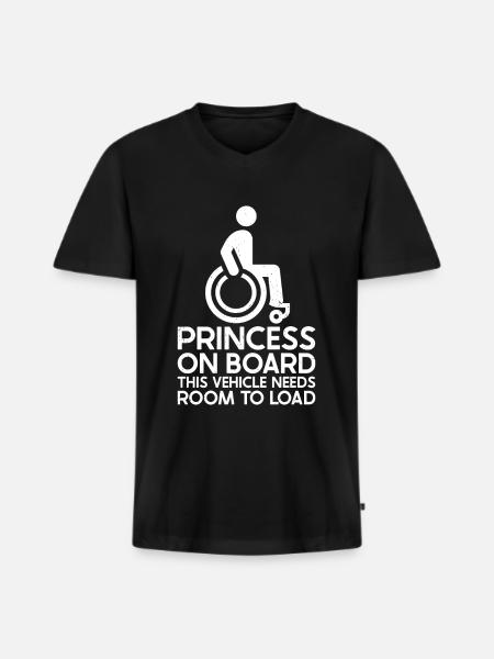 Fauteuil roulant - T-shirt encolure en V Premium bio Homme - noir