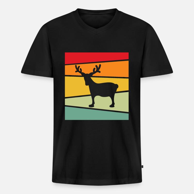 Elch Retro - Männer Premium Bio T-Shirt mit V-Ausschnitt - Schwarz