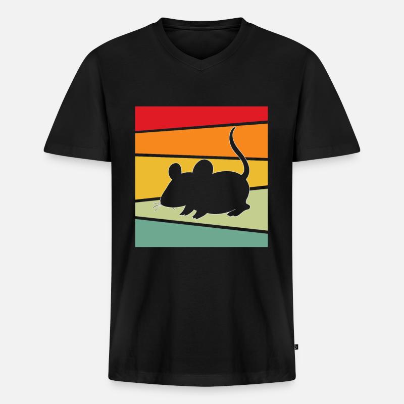 Maus Retro - Männer Premium Bio T-Shirt mit V-Ausschnitt - Schwarz