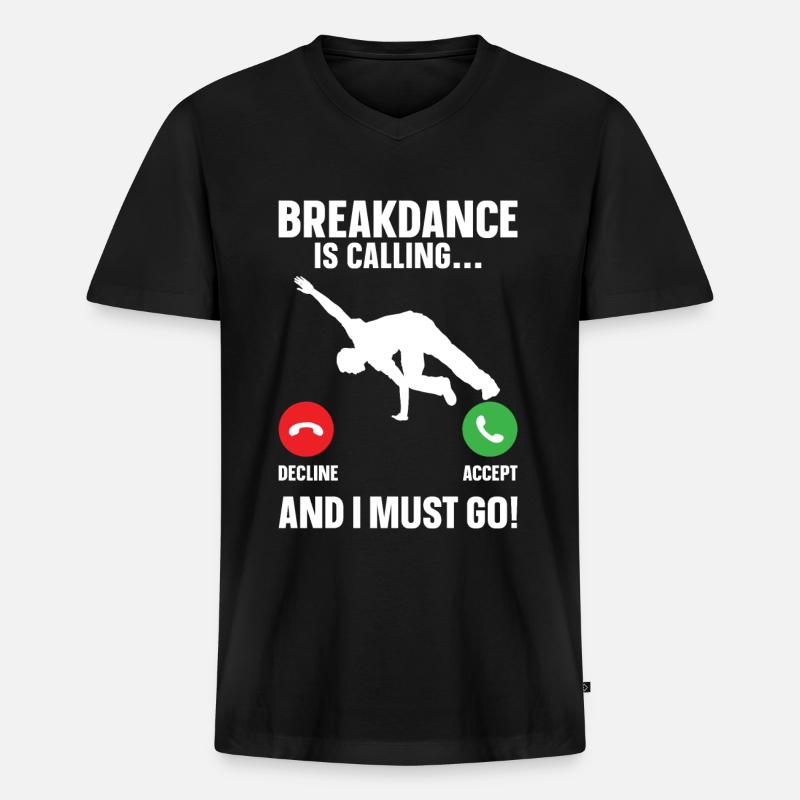 Break Dance - Männer Premium Bio T-Shirt mit V-Ausschnitt - Schwarz