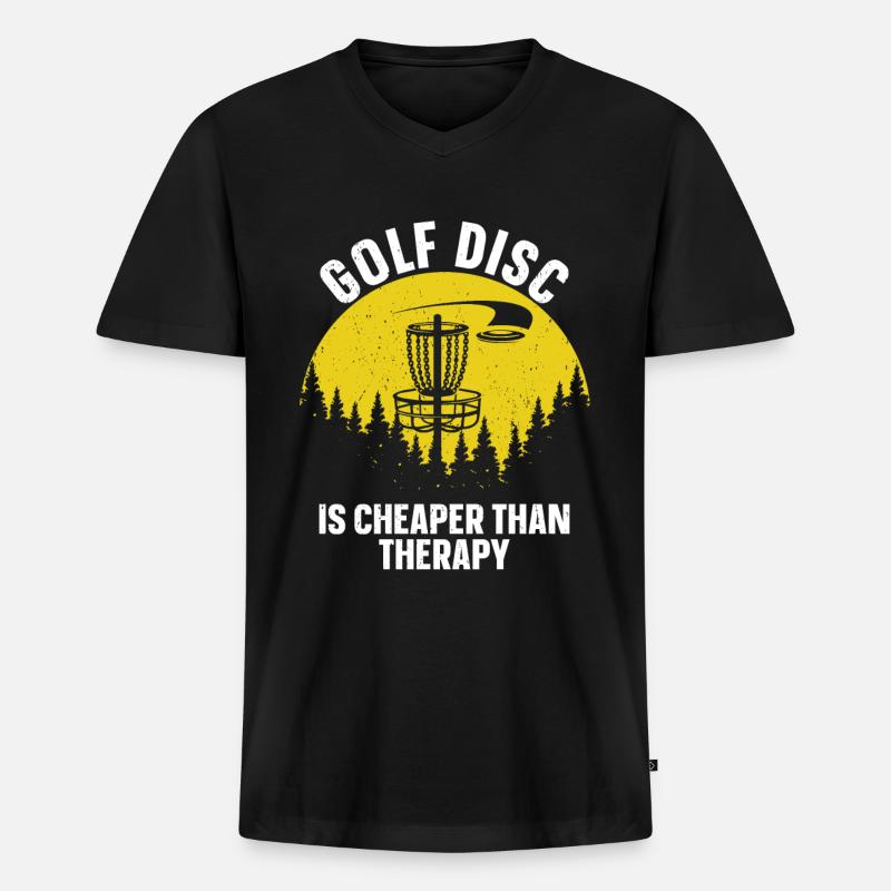 Golfscheiben-Frisbee - Männer Premium Bio T-Shirt mit V-Ausschnitt - Schwarz