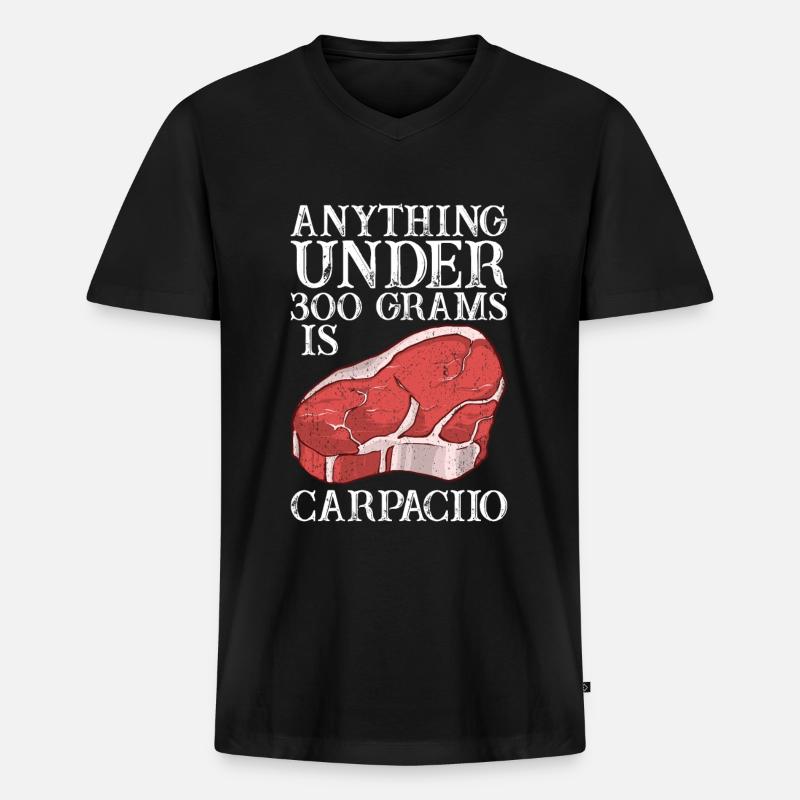Steak - Männer Premium Bio T-Shirt mit V-Ausschnitt - Schwarz