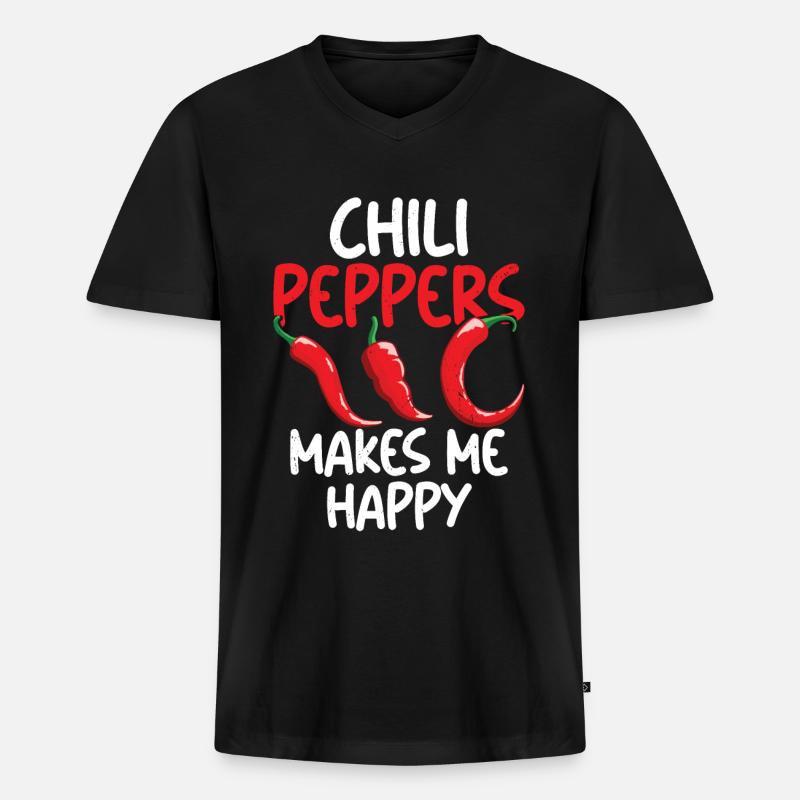 Chili-Pfeffer - Männer Premium Bio T-Shirt mit V-Ausschnitt - Schwarz