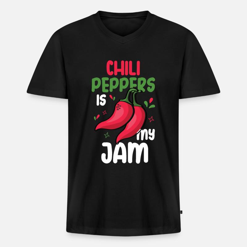 Chili-Pfeffer - Männer Premium Bio T-Shirt mit V-Ausschnitt - Schwarz